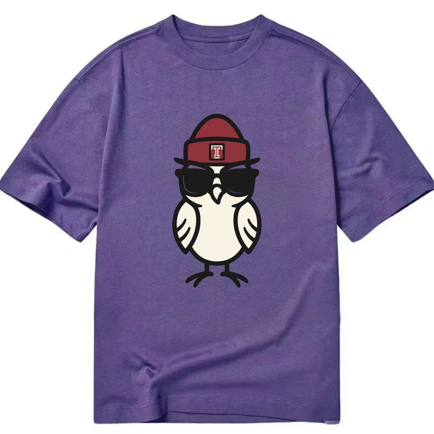 Philadelphia Owl wearing Temple beanie with T patch - Classic T-shirt - Purple