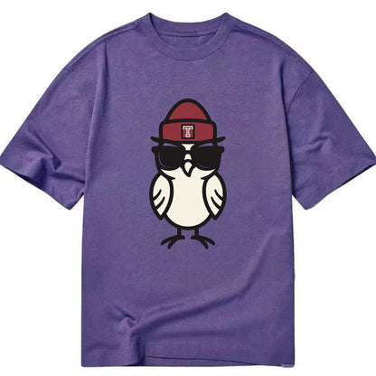 Philadelphia Owl wearing Temple beanie with T patch - Classic T-shirt - Purple