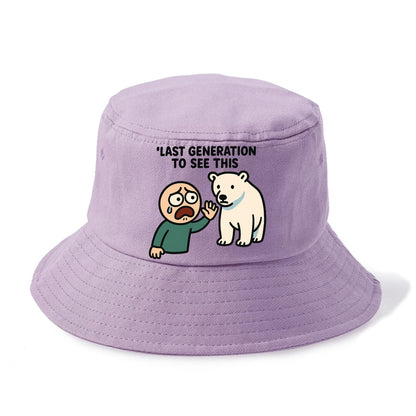 Person waving goodbye to polar bear - "Last generation to see this" - extinction grief - Bucket Hat - Purple