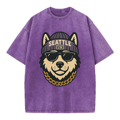 Seattle Husky - Vintage T-shirt - Purple