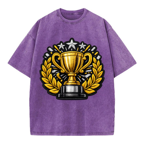 CHAMPIONSHIP TROPHY - golden trophy cup with laurels - Vintage T-shirt
