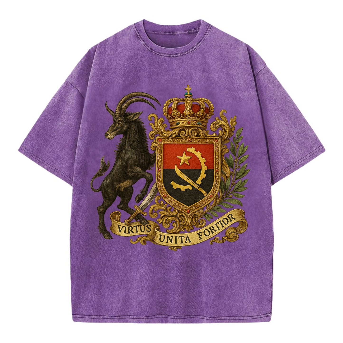 Angola Giant Sable Emblem  - Vintage T-shirt - Purple