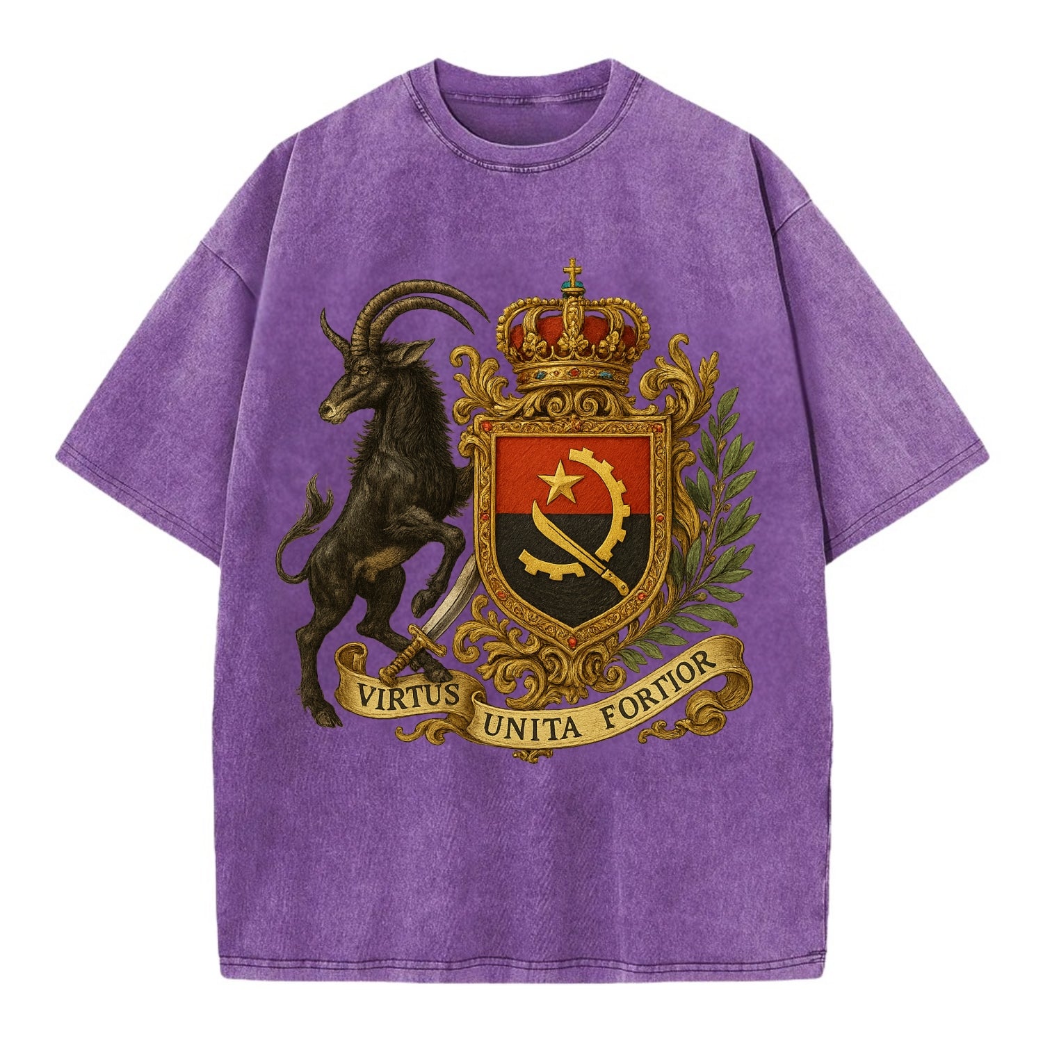 Angola Giant Sable Emblem  - Vintage T-shirt - Purple
