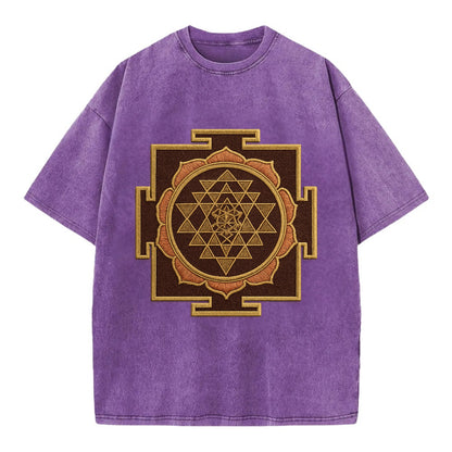 Sri Yantra  - Vintage T-shirt - Purple