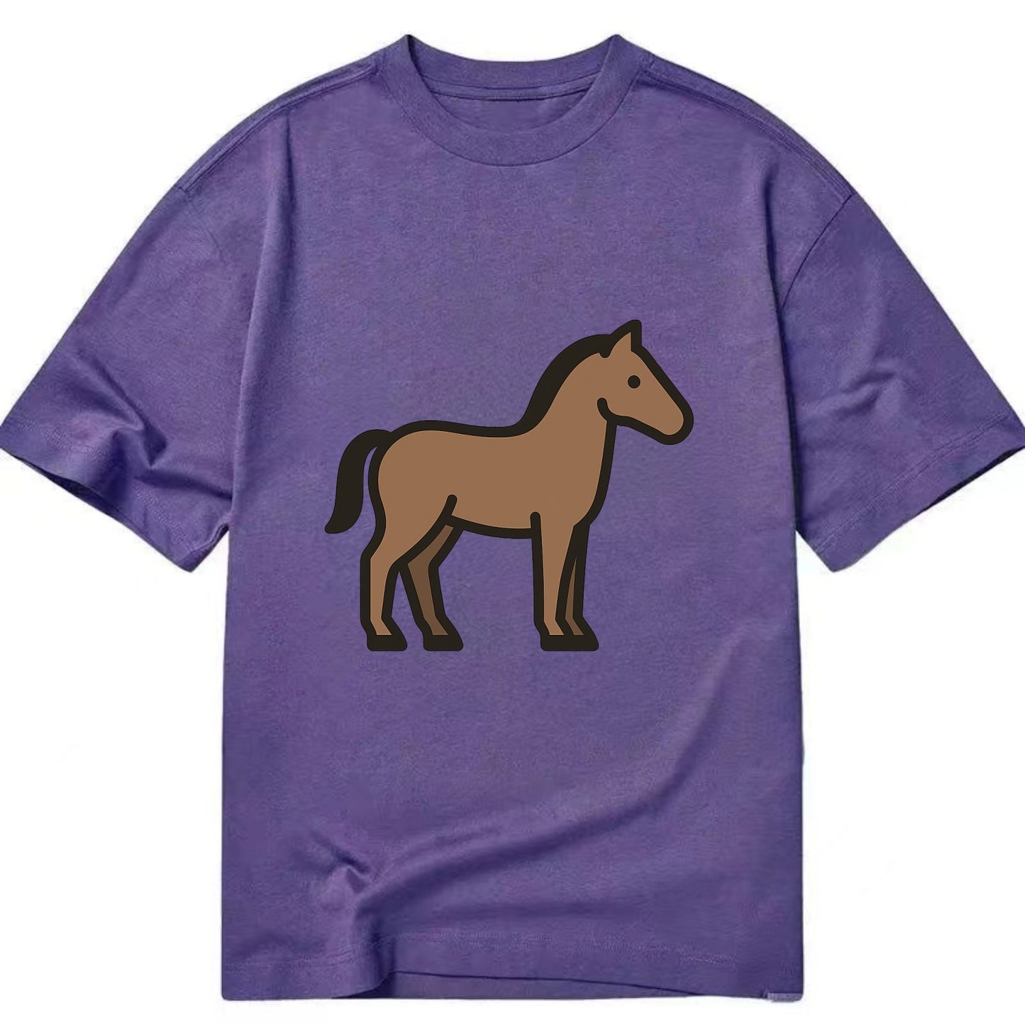 Horse - Brown standing pose flat side profile - Classic T-shirt - Purple