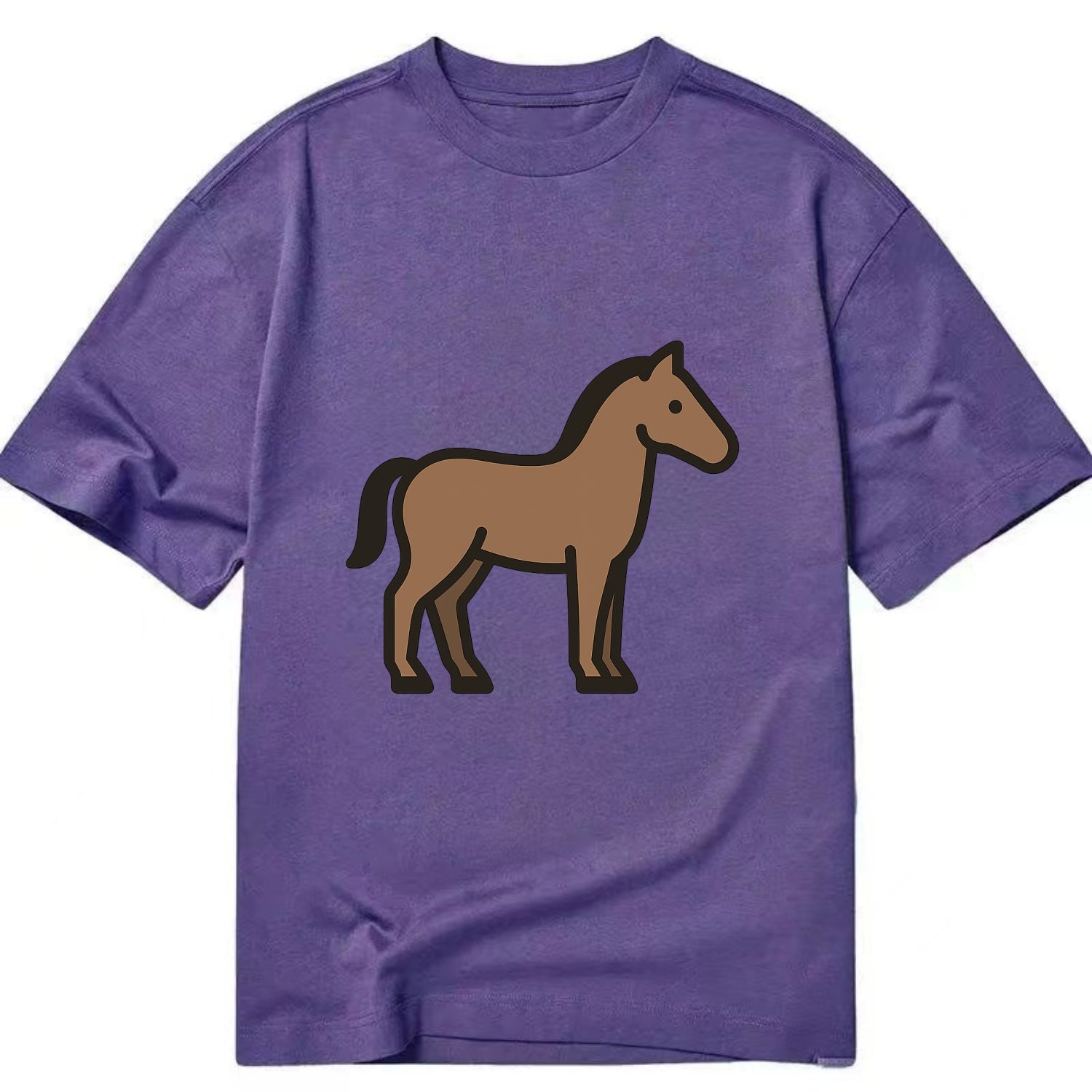 Horse - Brown standing pose flat side profile - Classic T-shirt - Purple