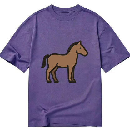 Horse - Brown standing pose flat side profile - Classic T-shirt - Purple
