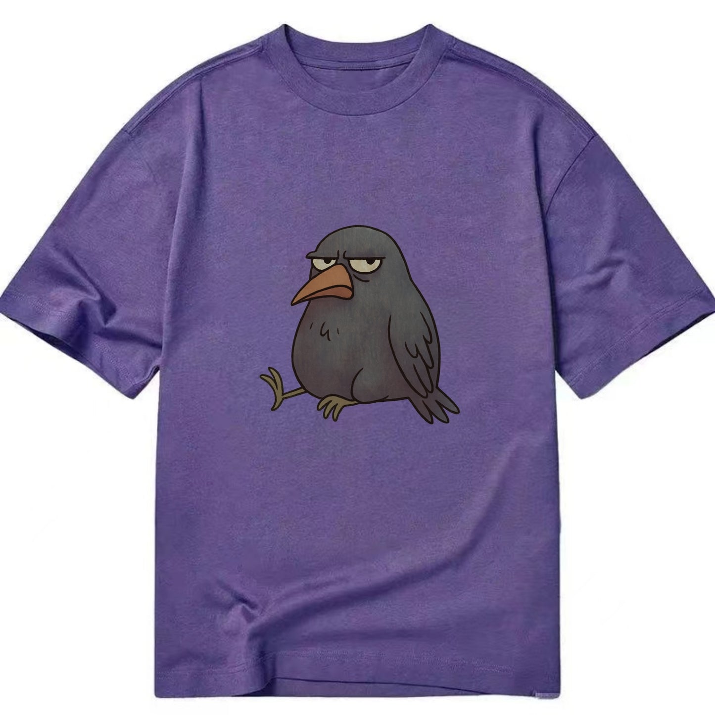 THE CROW JUDGES SILENTLY | Black crow with disapproving look - Classic T-shirt - Purple