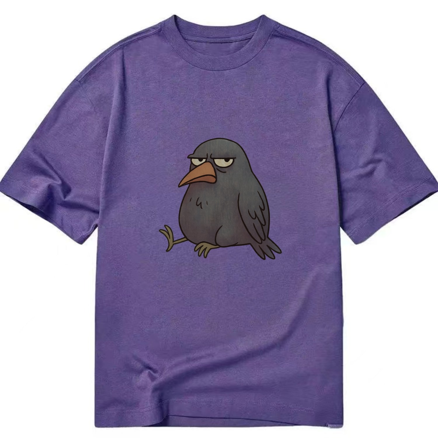 THE CROW JUDGES SILENTLY | Black crow with disapproving look - Classic T-shirt - Purple