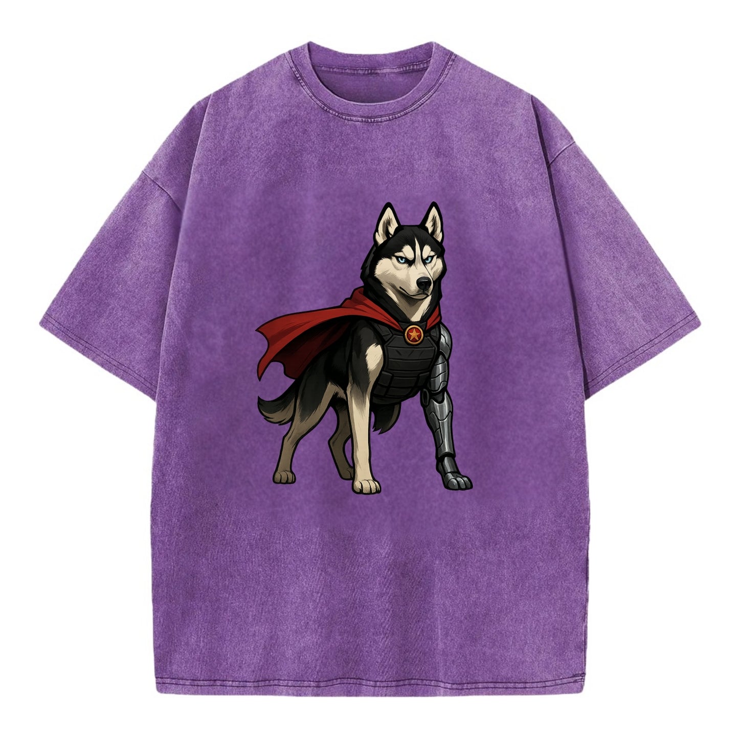 Siberian Husky Winter Soldier  - Vintage T-shirt - Purple