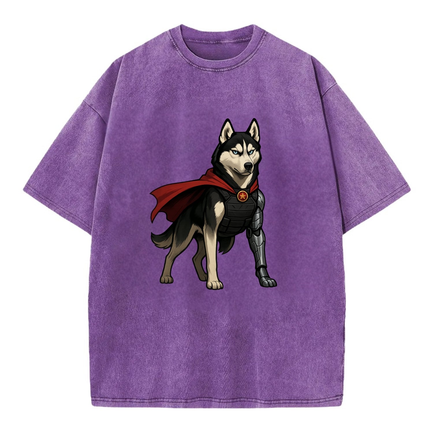 Siberian Husky Winter Soldier  - Vintage T-shirt - Purple