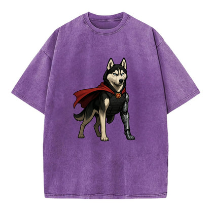 Siberian Husky Winter Soldier  - Vintage T-shirt - Purple