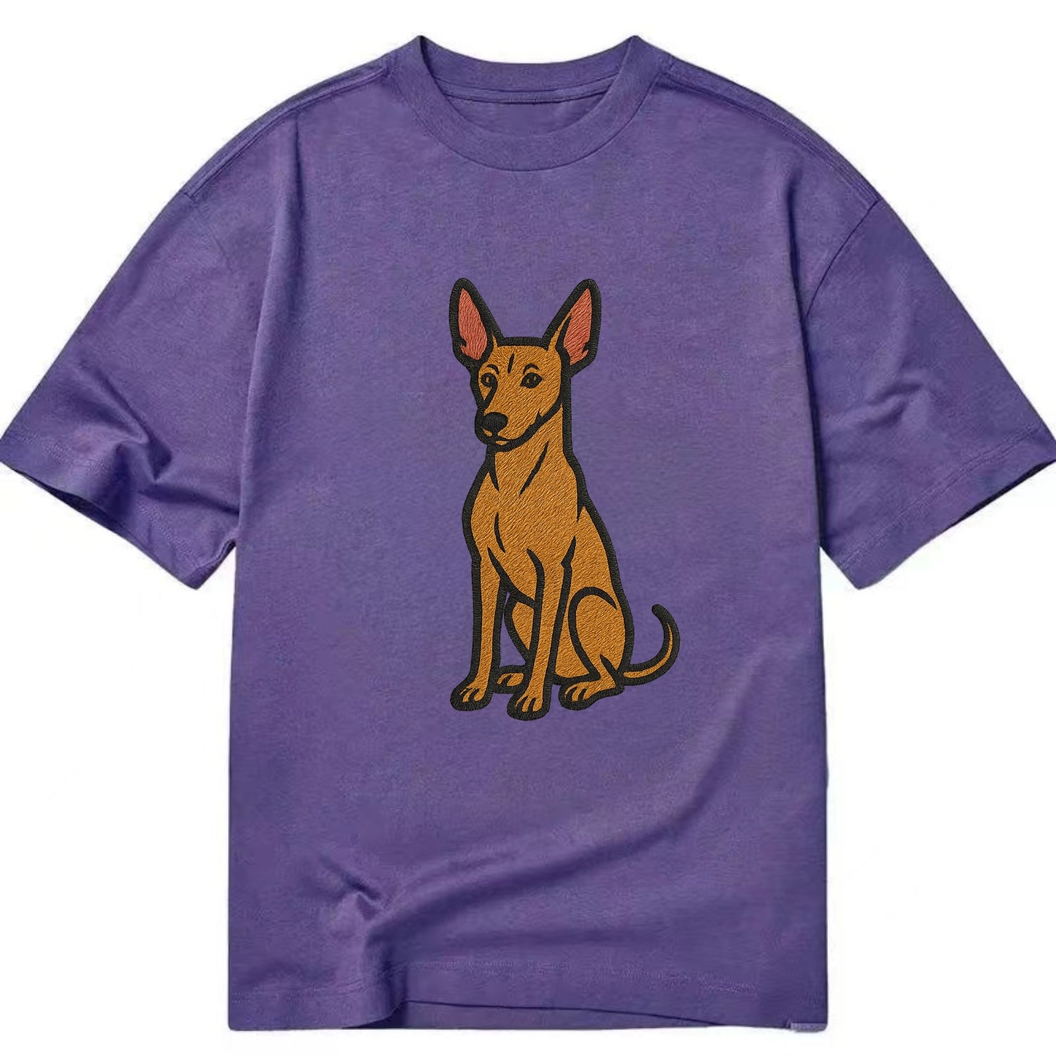 Pharaoh Hound - Tan colored embroidered pose - Classic T-shirt - Purple