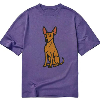 Pharaoh Hound - Tan colored embroidered pose - Classic T-shirt - Purple