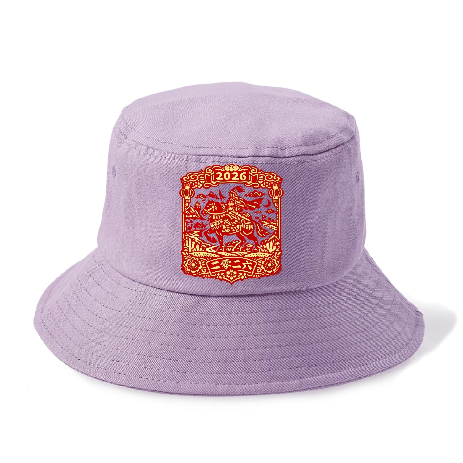 HORSE AND RIDER | Traditional Chinese warrior on horseback | Silk Road journey theme | - Bucket Hat - Purple