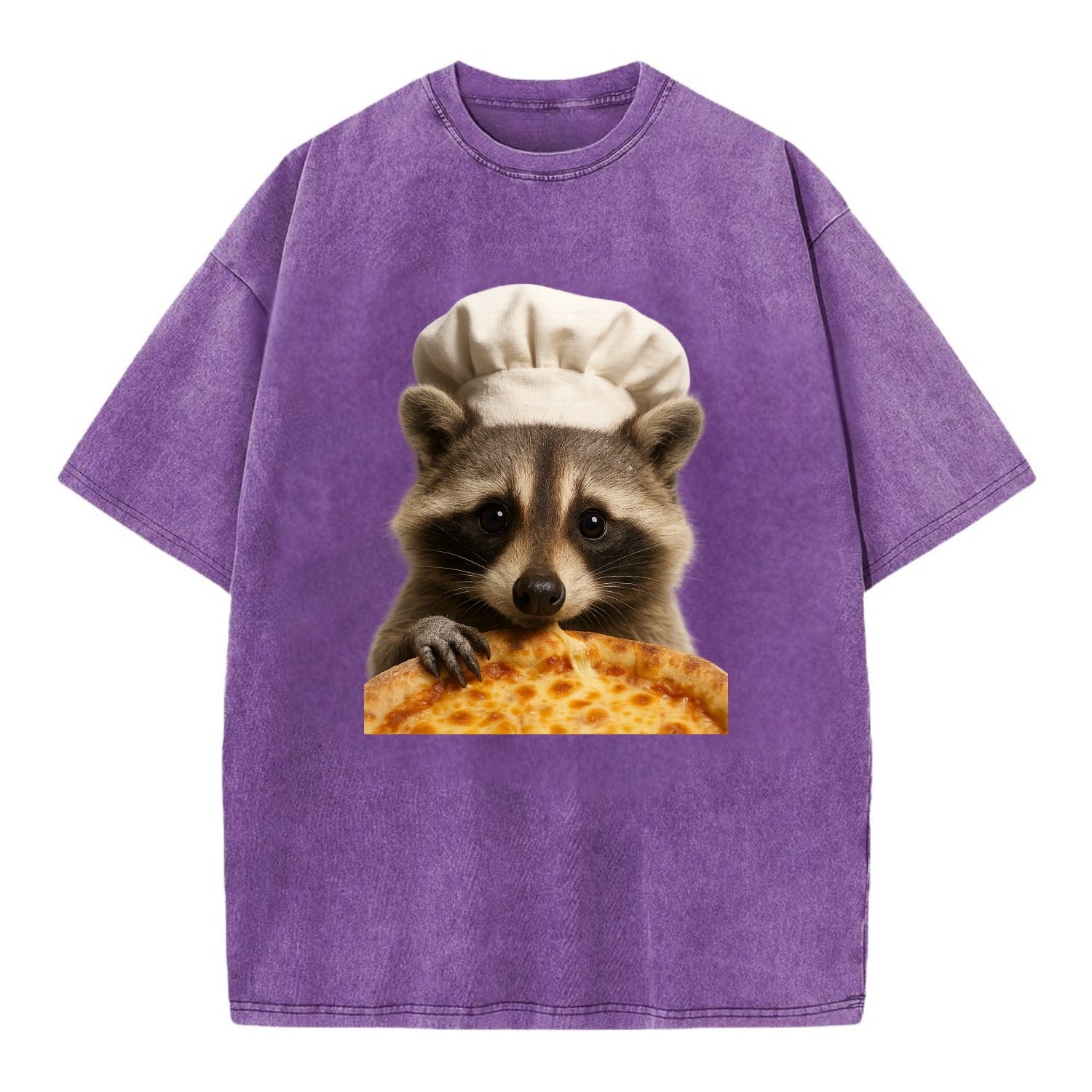 Pizza Dad Raccoon  - Vintage T-shirt - Purple