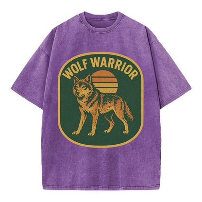 Wolf Warrior  - Vintage T-shirt - Purple