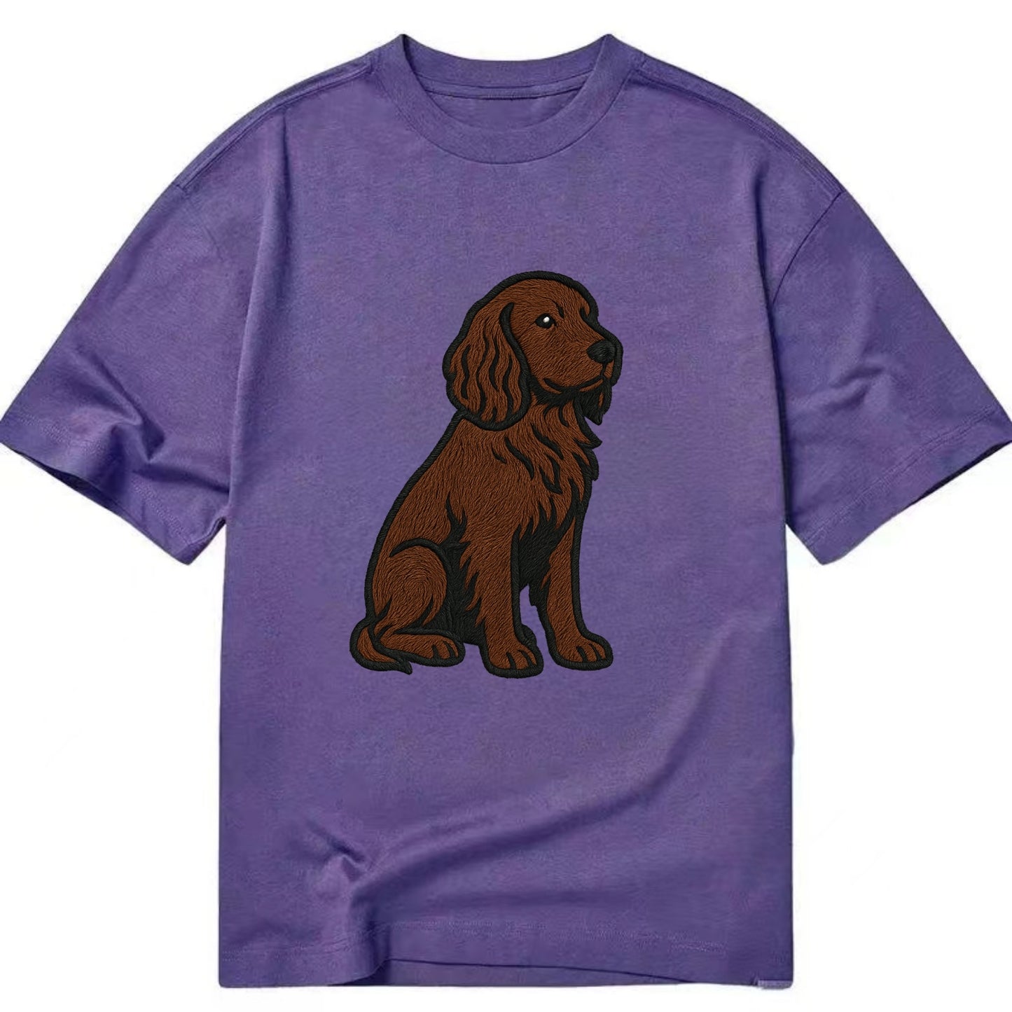 Field Spaniel - Liver colored embroidered sitting design - Classic T-shirt - Purple