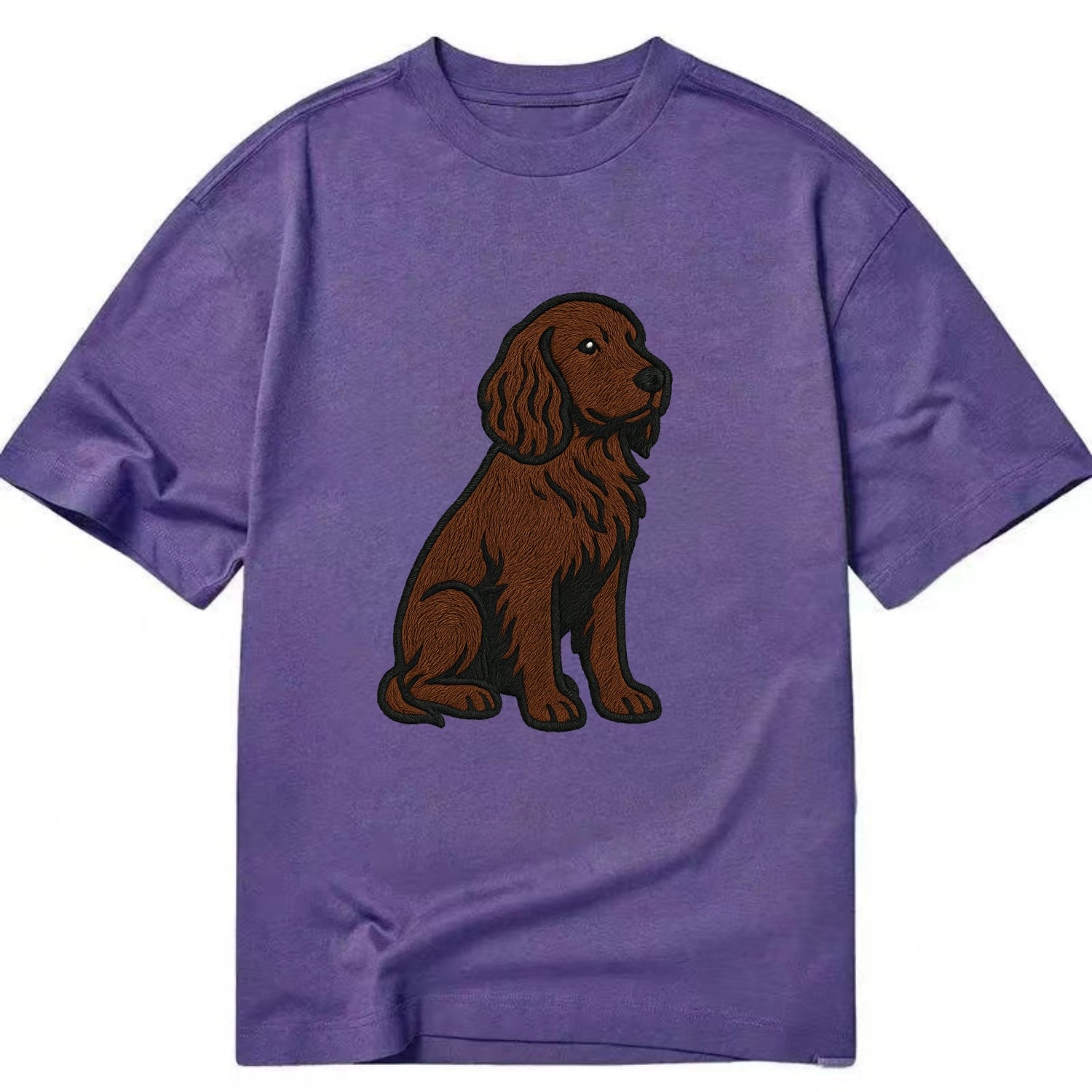 Field Spaniel - Liver colored embroidered sitting design - Classic T-shirt - Purple