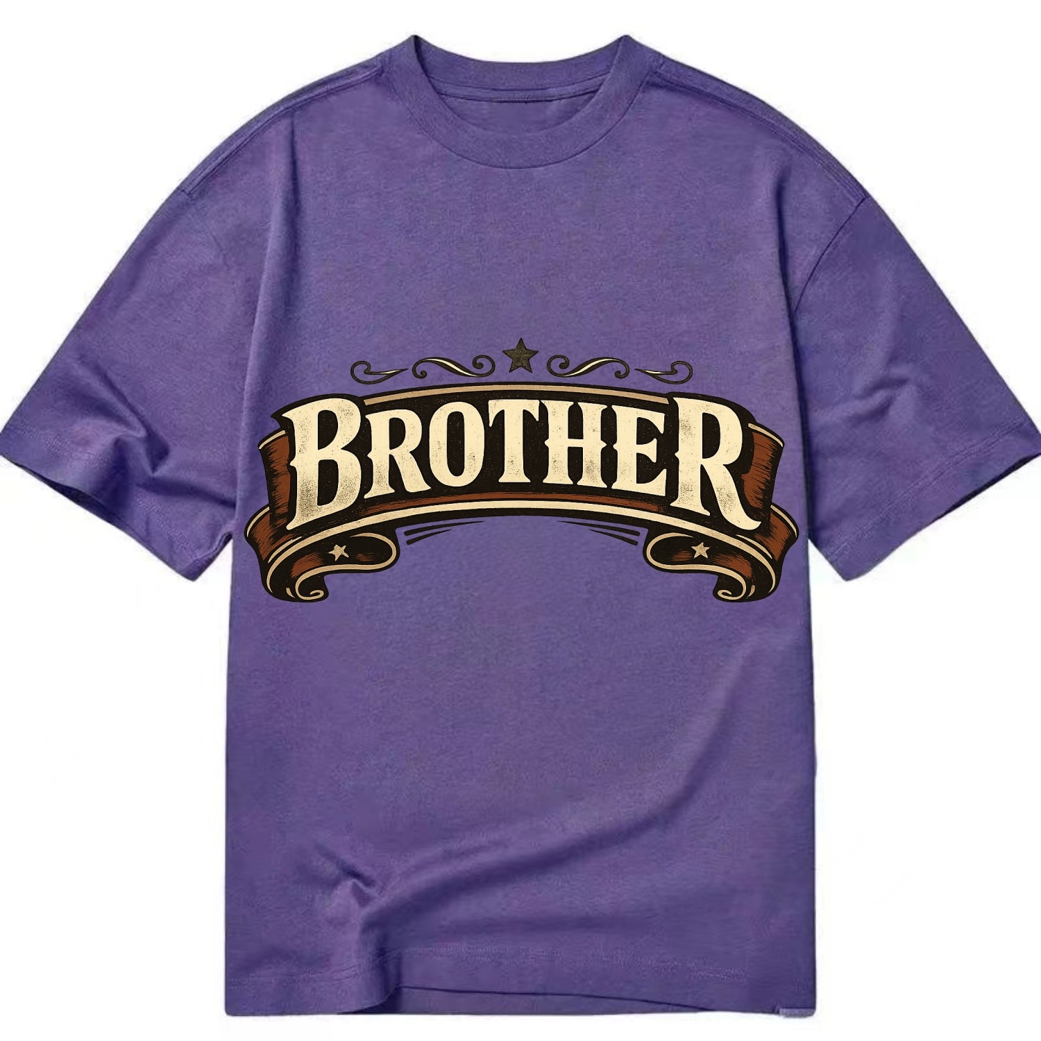Bold typography design - "BROTHER" - male bond, brotherhood - Classic T-shirt - Purple