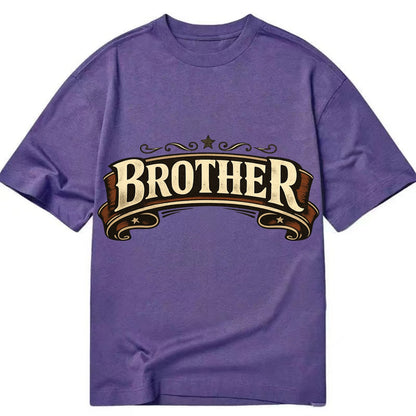 Bold typography design - "BROTHER" - male bond, brotherhood - Classic T-shirt - Purple