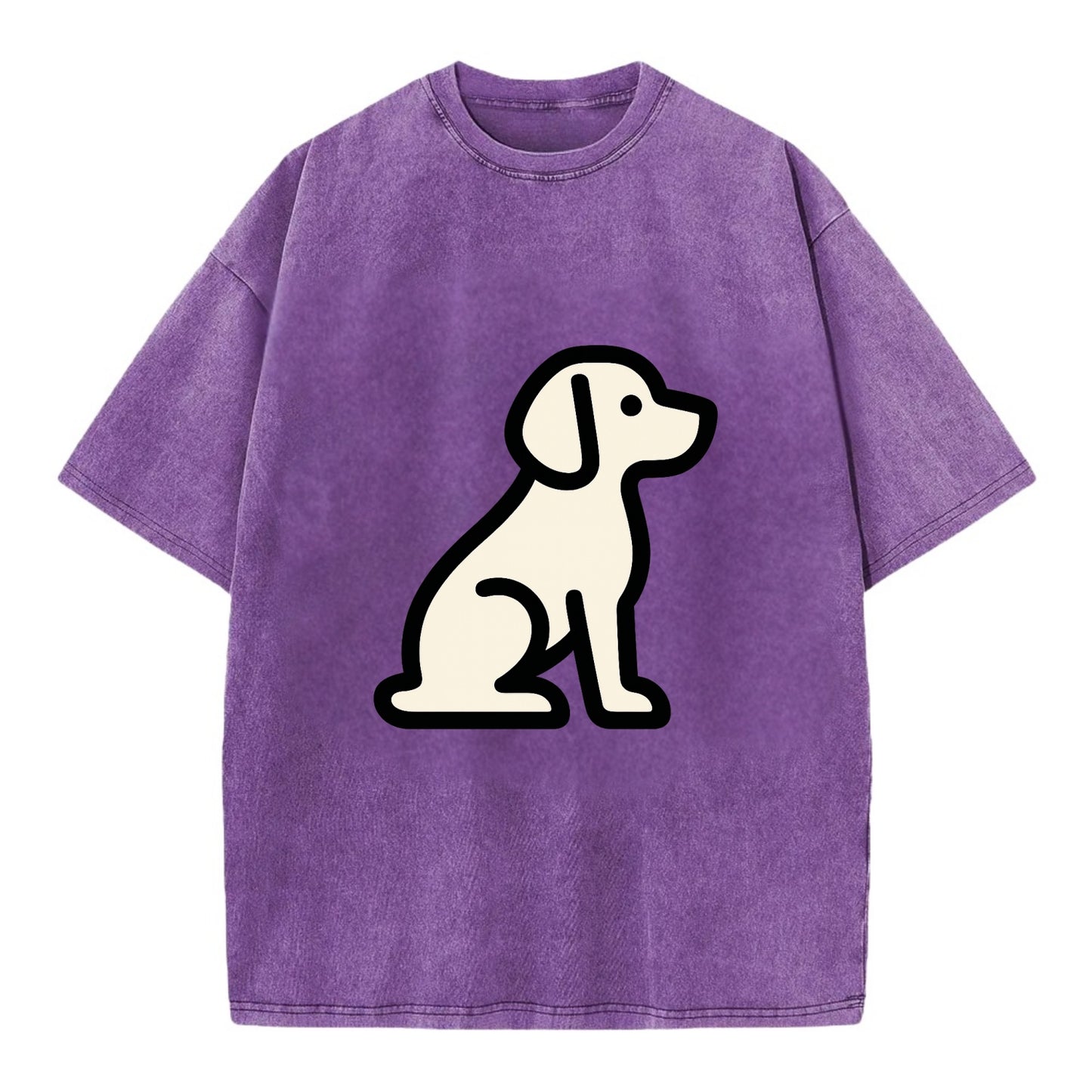 Beagle - Modern minimal sitting pose wit - Vintage T-shirt - Purple