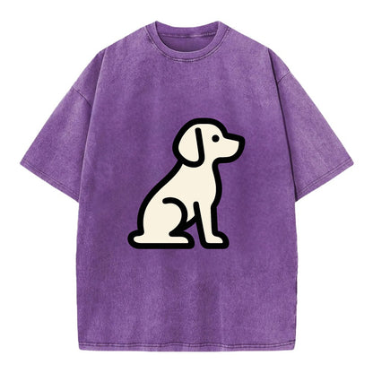 Beagle - Modern minimal sitting pose wit - Vintage T-shirt - Purple
