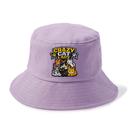 CRAZY CAT LADY - cat pile in multicolor , cat collector - Bucket Hat - Purple