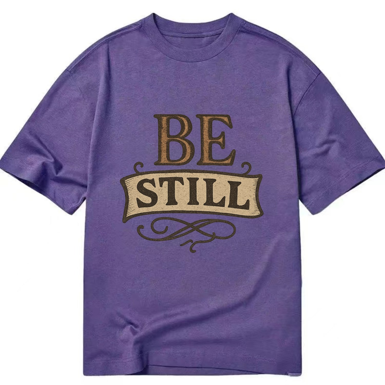 Bold typography design - "BE STILL" - quiet mind, meditation, inner peace - Classic T-shirt - Purple
