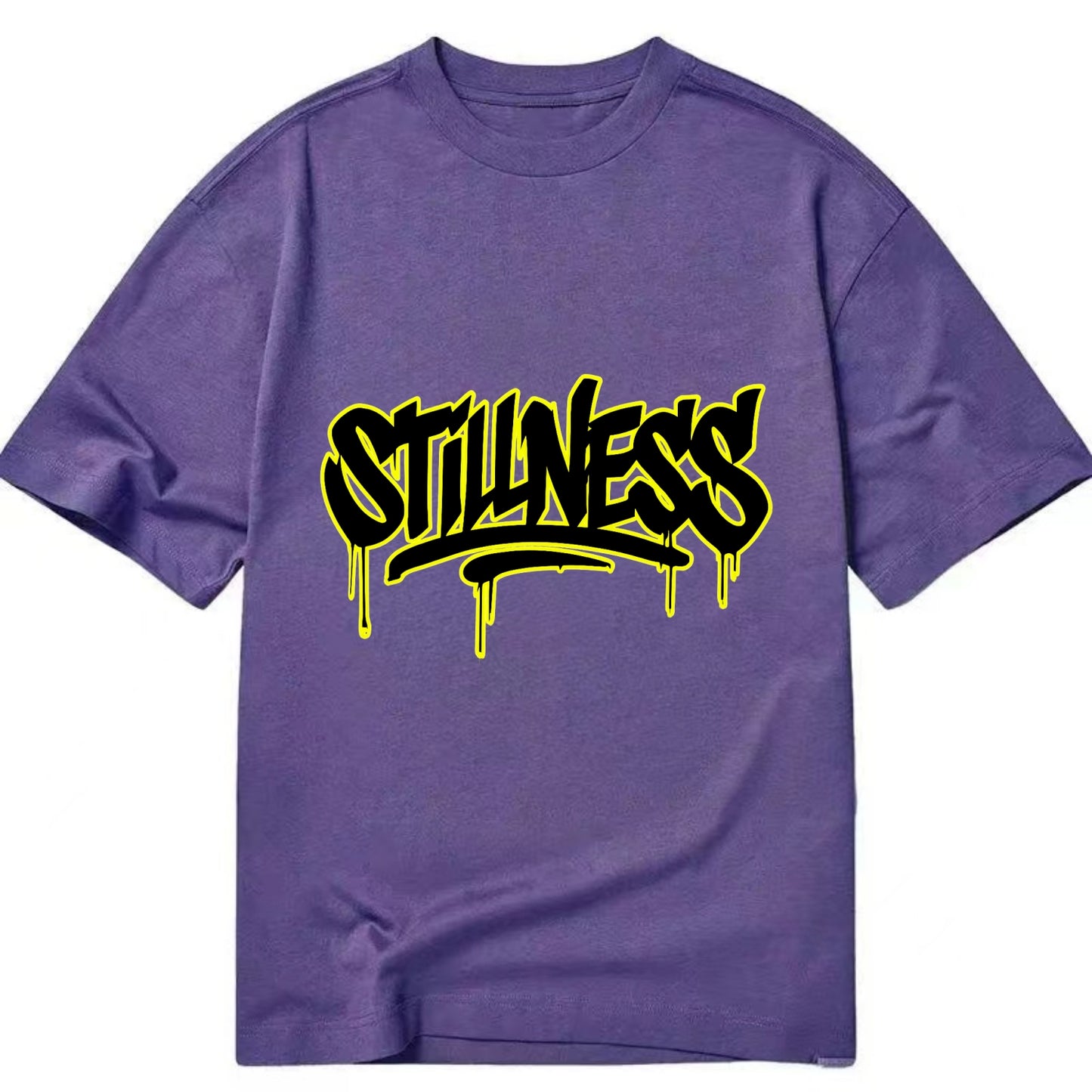 Bold typography design - "STILLNESS" - quiet power, peaceful presence - Classic T-shirt - Purple