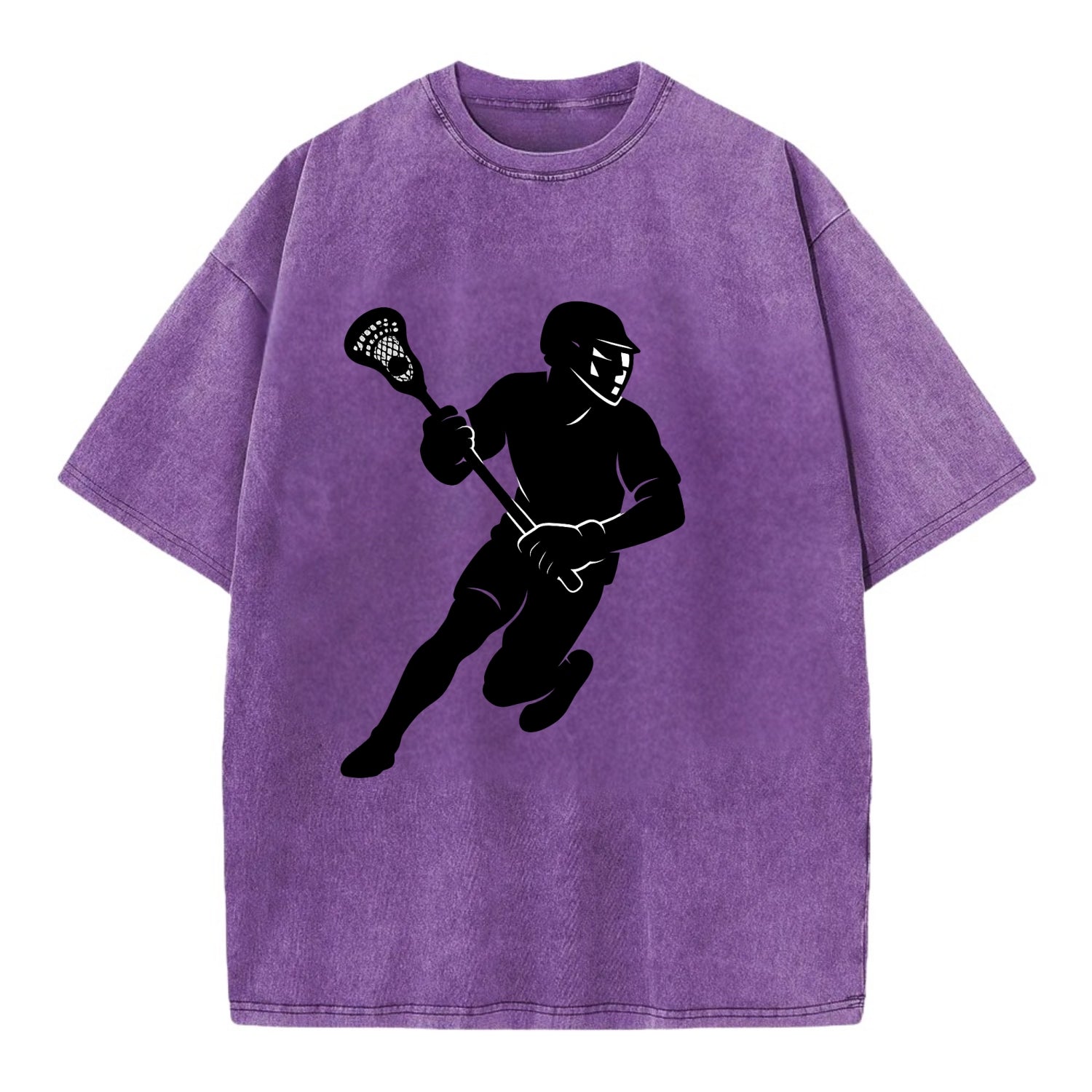 Lacrosse player cradling stick - Vintage T-shirt - Purple