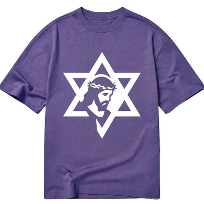 Star of David - negative space forms two overlapping triangles with hidden meaning - Classic T-shirt - Purple