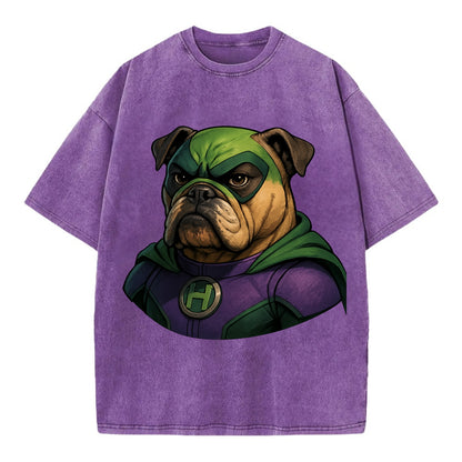 Bulldog Strong Hero  - Vintage T-shirt - Purple