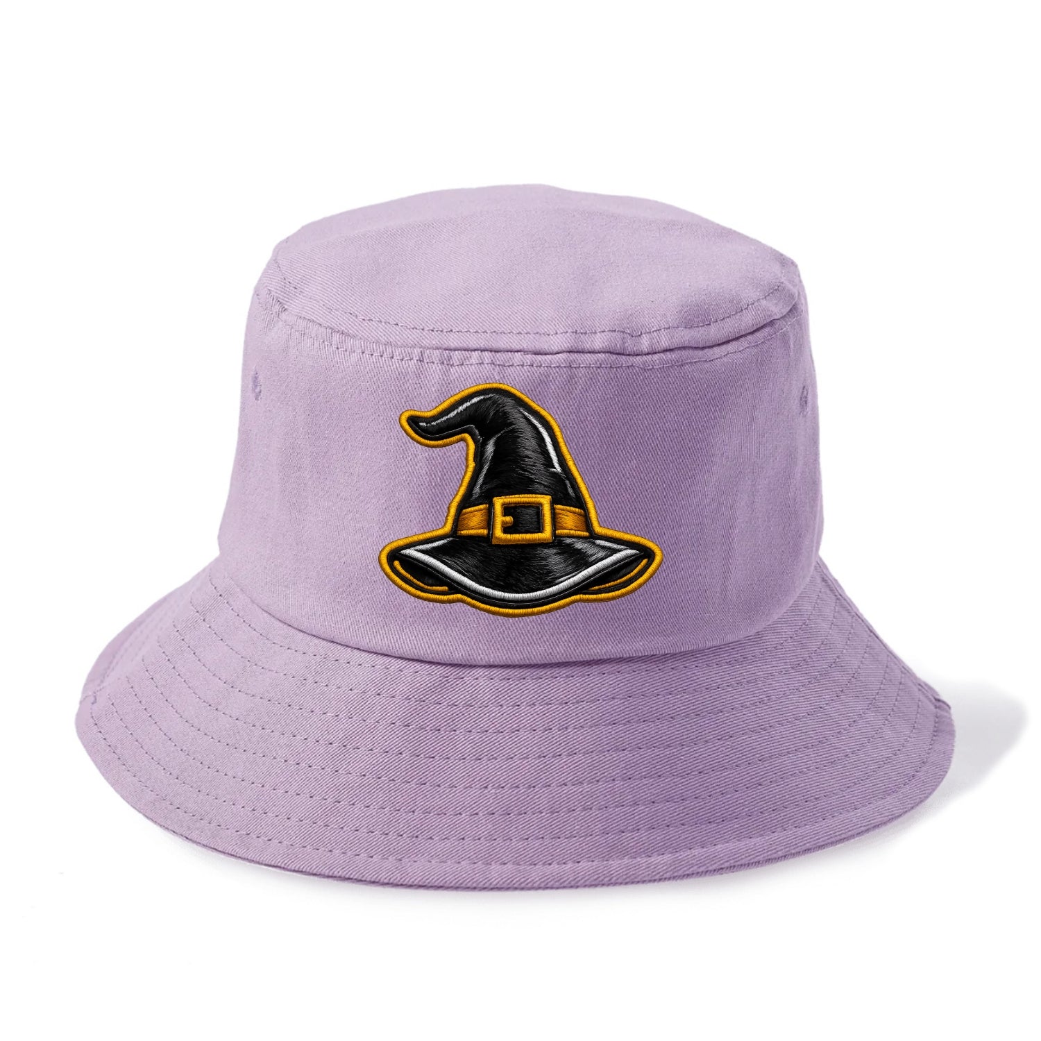 WITCH HAT - pointed hat with buckle in black and gold , coven - Bucket Hat - Purple