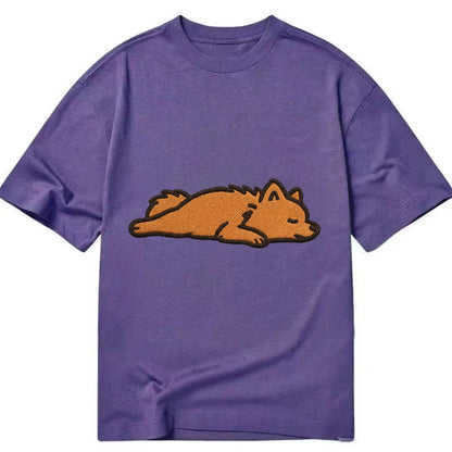 Pomeranian - Orange fluffy fully relaxed Classic T-shirt - Purple