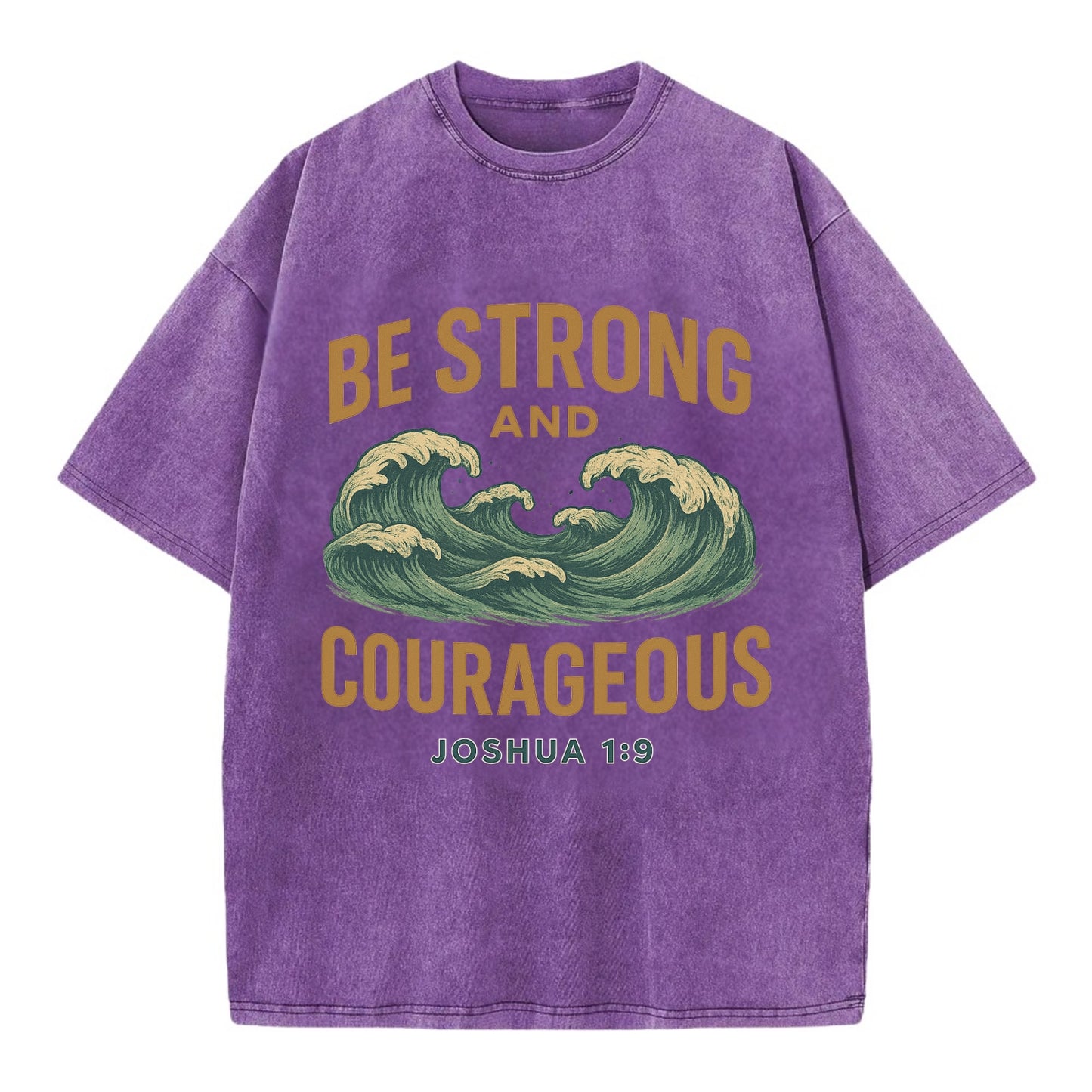 Joshua 1:9 Ocean - Vintage T-shirt - Purple