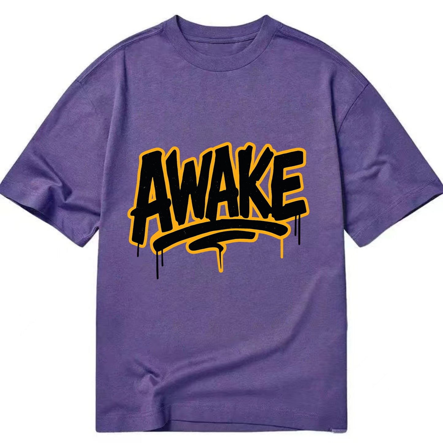 Bold typography design - "AWAKE" - conscious, aware, alert - Classic T-shirt - Purple