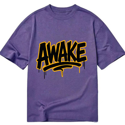 Bold typography design - "AWAKE" - conscious, aware, alert - Classic T-shirt - Purple