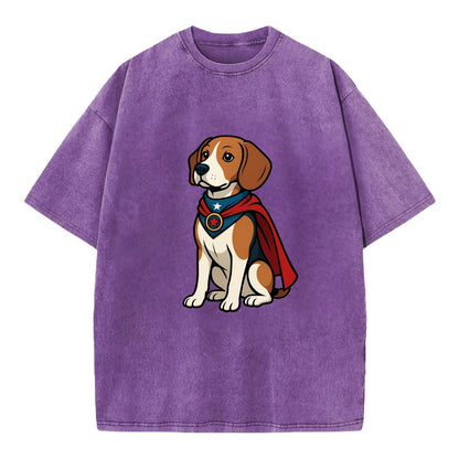 Beagle Patriotic Hero  - Vintage T-shirt - Purple