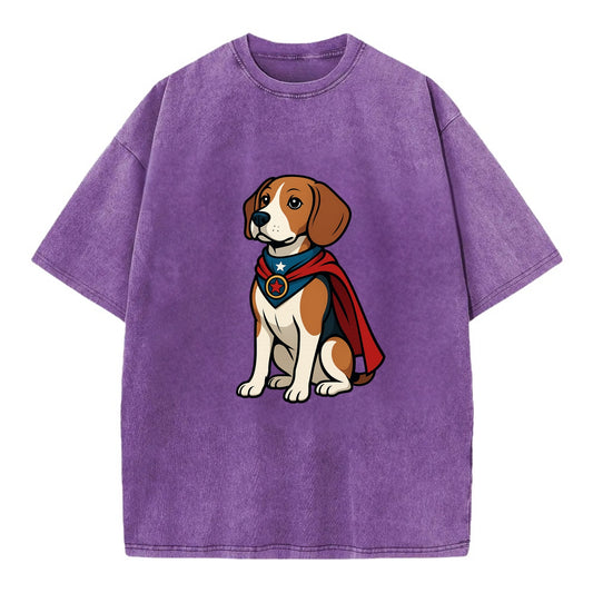 Beagle Patriotic Hero  - Vintage T-shirt - Purple