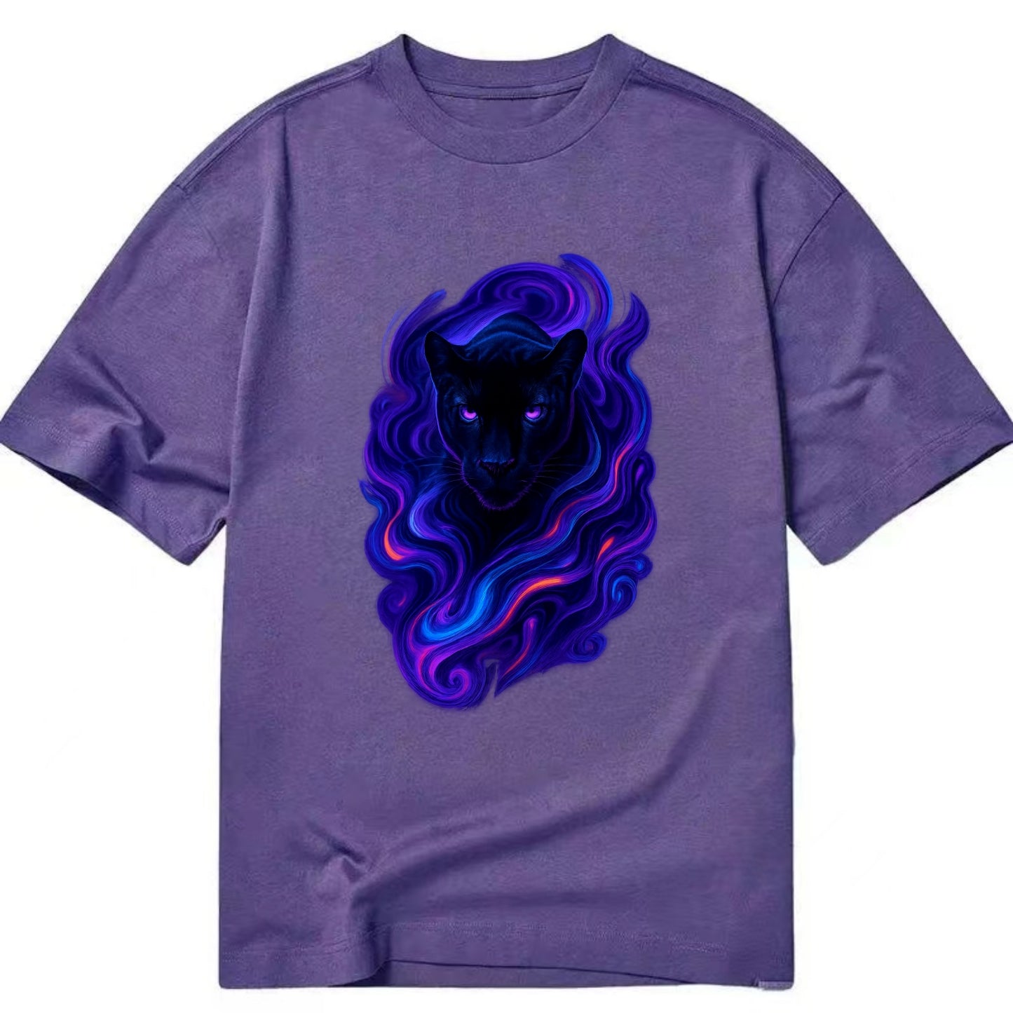 Sleek black panther emerging from swirls of deep purple and electric blue, - Classic T-shirt - Purple