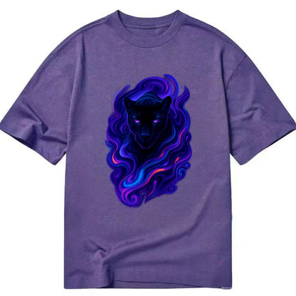 Sleek black panther emerging from swirls of deep purple and electric blue, - Classic T-shirt - Purple
