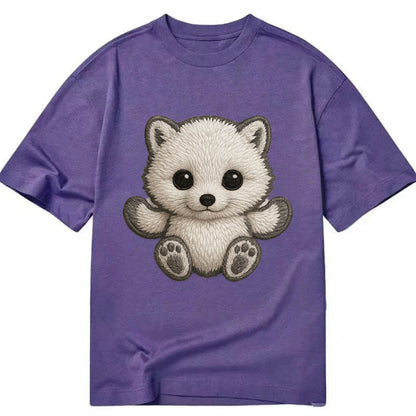 Baby Arctic Fox - white fluffy, tiny black nose, bright curious eyes, - Classic T-shirt - Purple