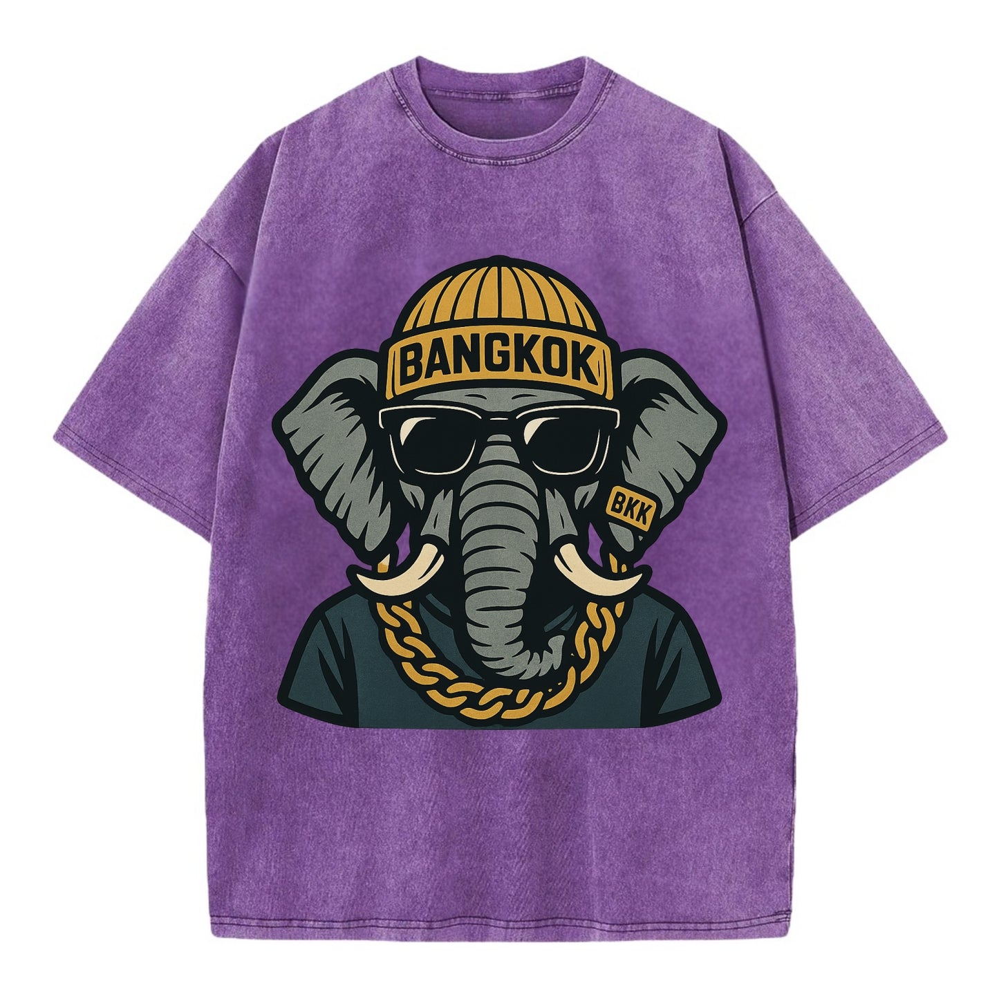 Bangkok Elephant - Vintage T-shirt - Purple