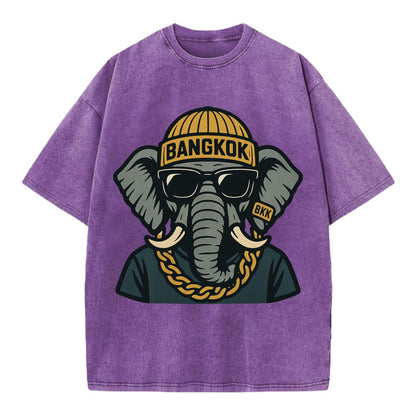 Bangkok Elephant - Vintage T-shirt - Purple