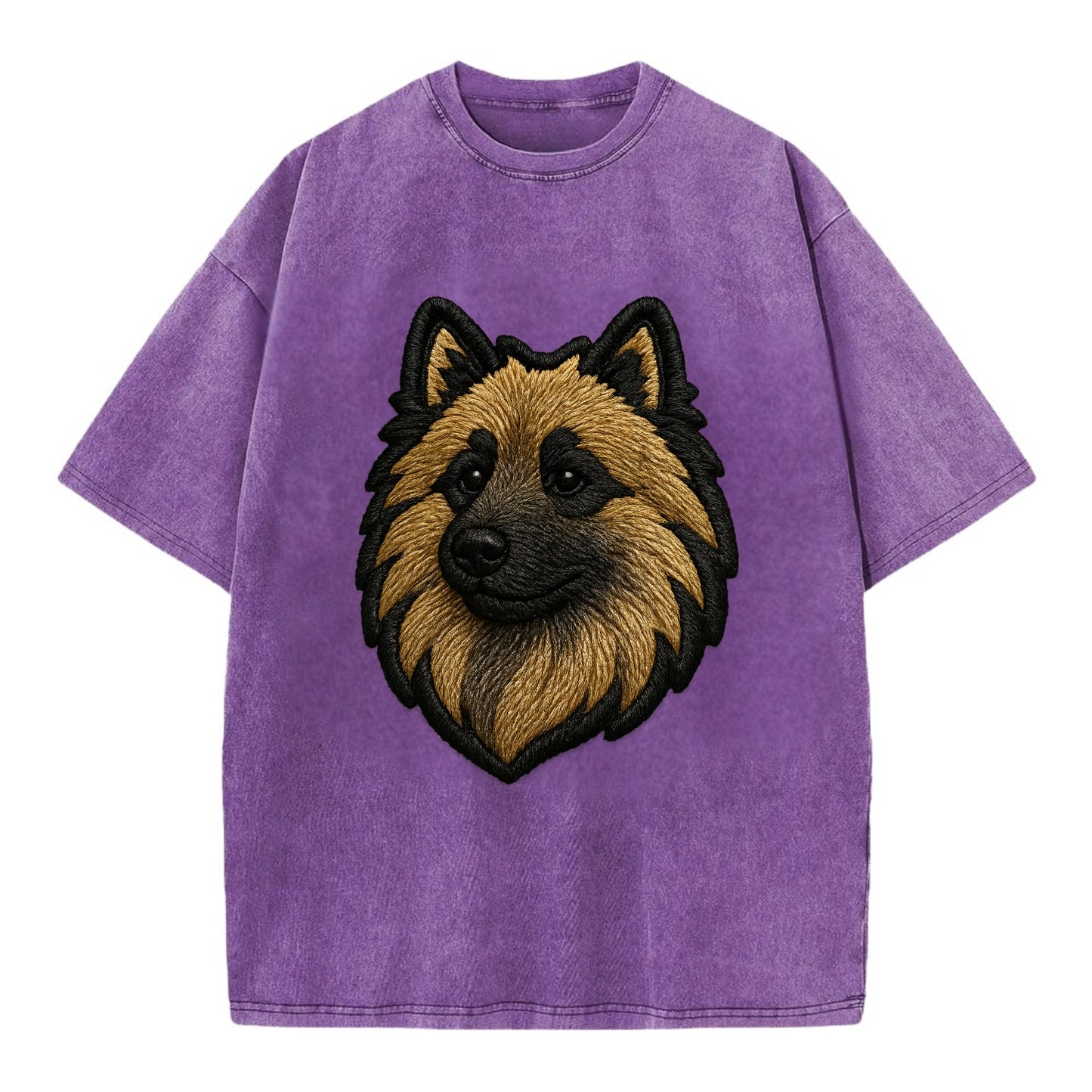 Keeshond - Contemporary spitz logo with - Vintage T-shirt - Purple