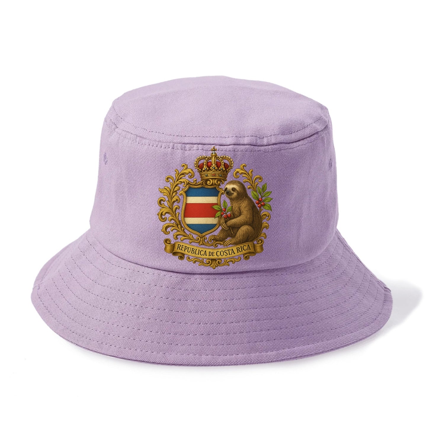 Costa Rica Sloth Emblem  - Bucket Hat - Purple