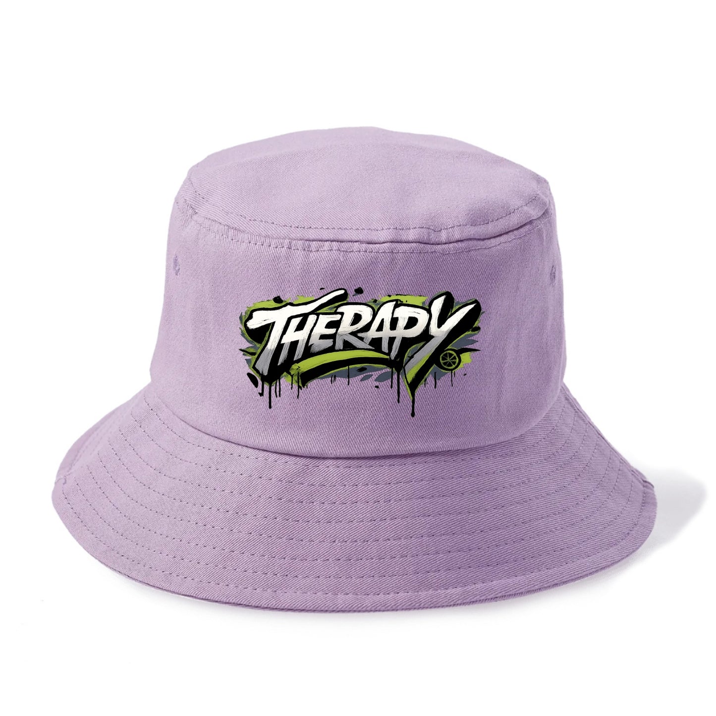 Bold typography design - "THERAPY" - mental health, getting help - Bucket Hat - Purple