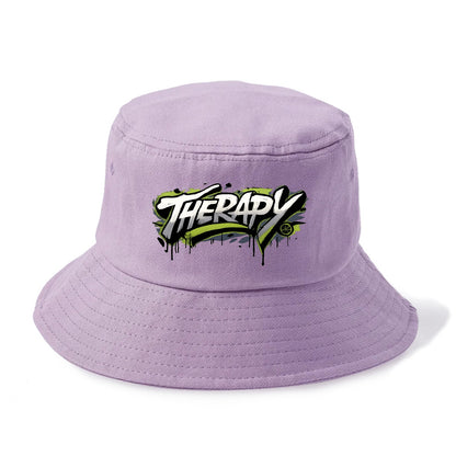Bold typography design - "THERAPY" - mental health, getting help - Bucket Hat - Purple