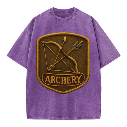 Bow and arrow crossed - archery enthusiast - Vintage T-shirt - Purple